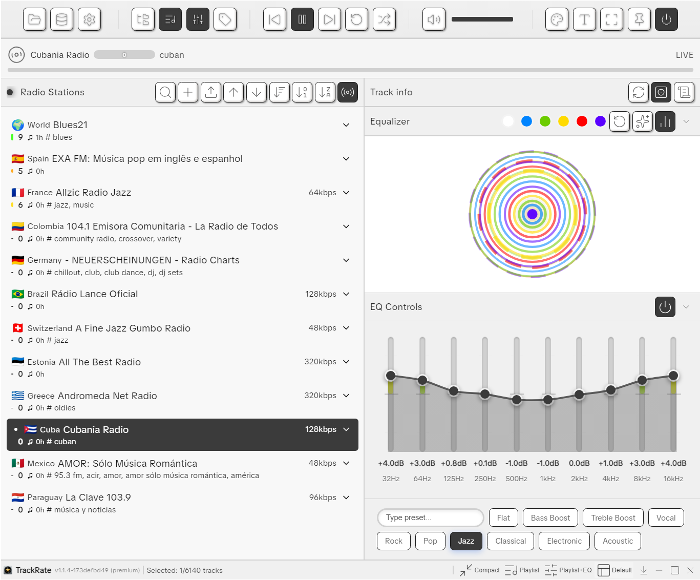 TrackRate Usage Screen