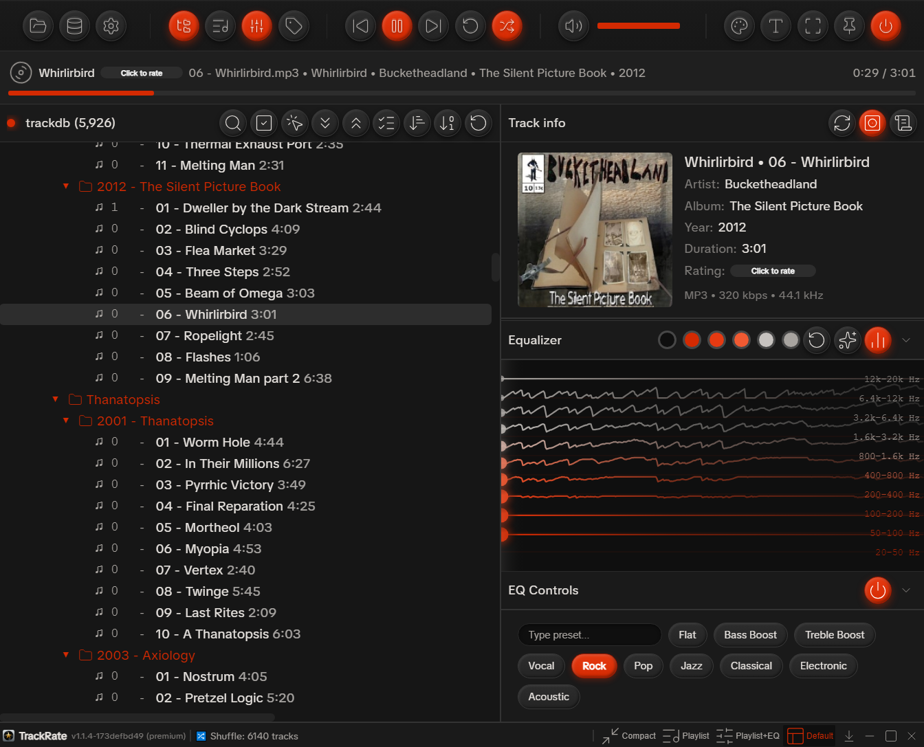 TrackRate Usage Screen