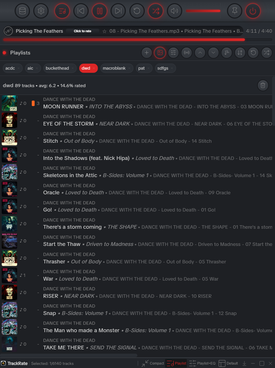 TrackRate Usage Screen