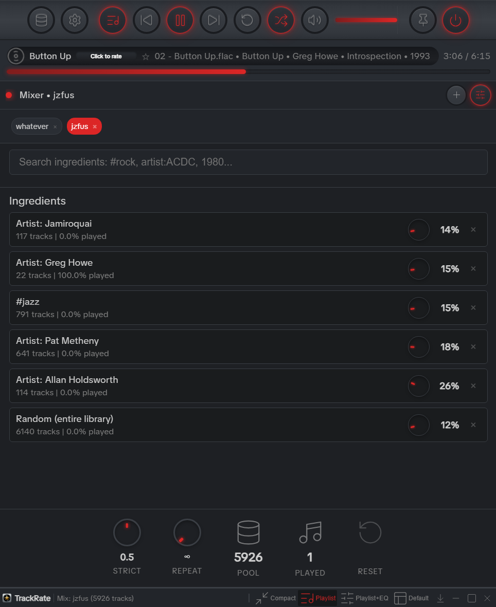 TrackRate Usage Screen